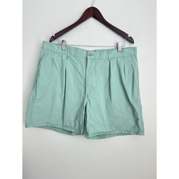 Vintage Polo Ralph Lauren Shorts Mens 40 Pleats Seafoam Chino Short 80s Made - Picture 1 of 7